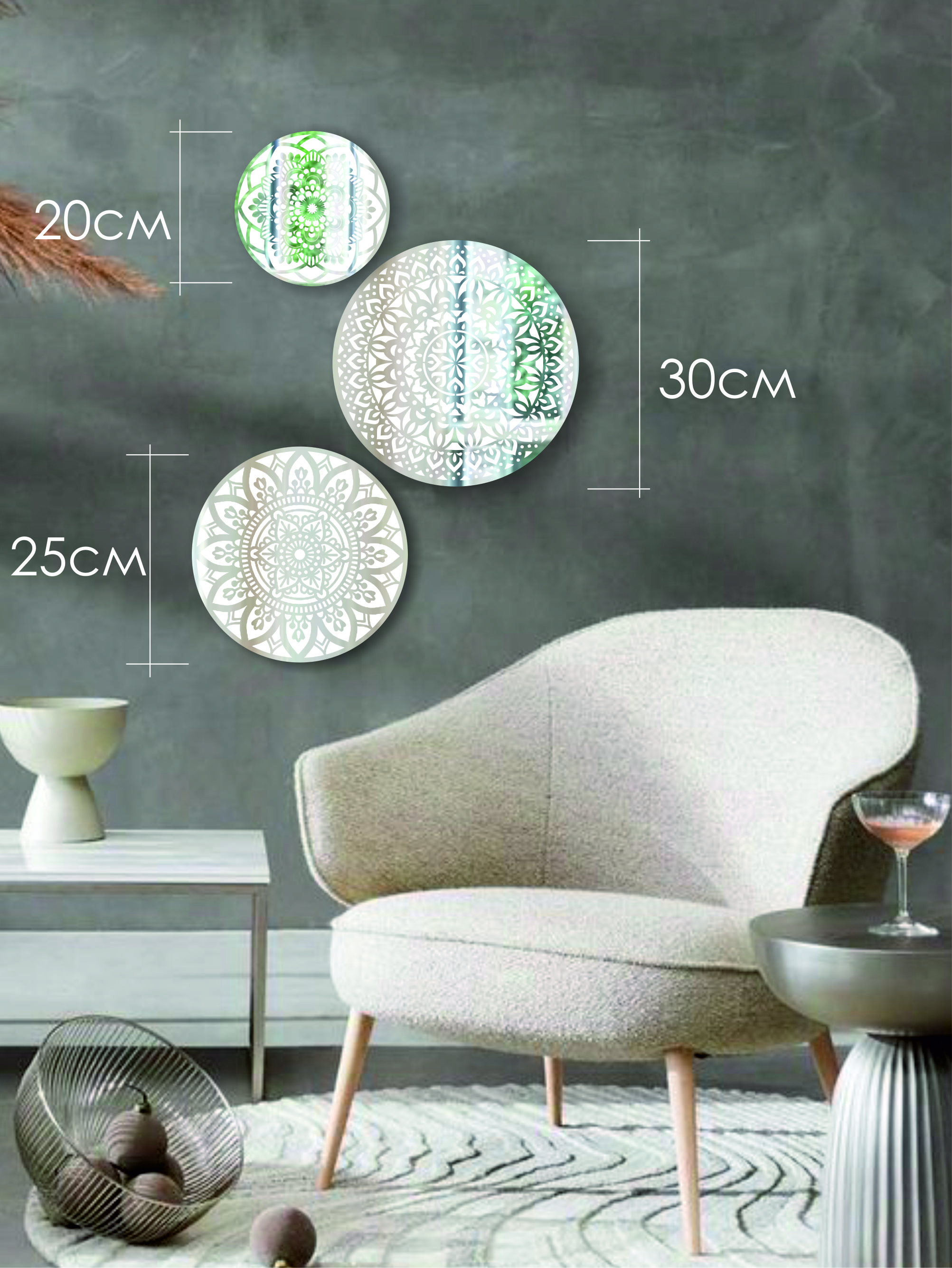 Зеркальное Кружево триптих белое